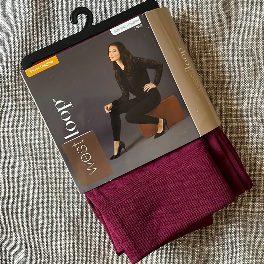 Womens Cranberry Fleece Leggings size s/m 1 pair